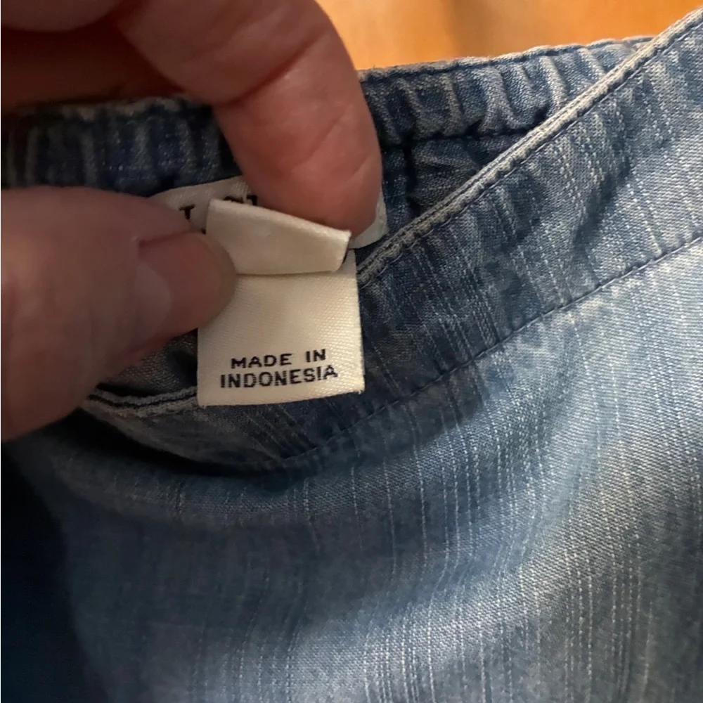 J Crew Light Blue Denim Women's Wide-Leg Overalls pockets 14 - Picture 10 of 11